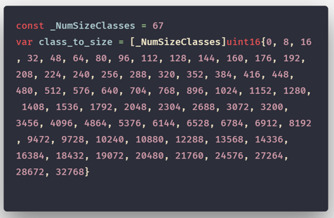 Size Classes in Go